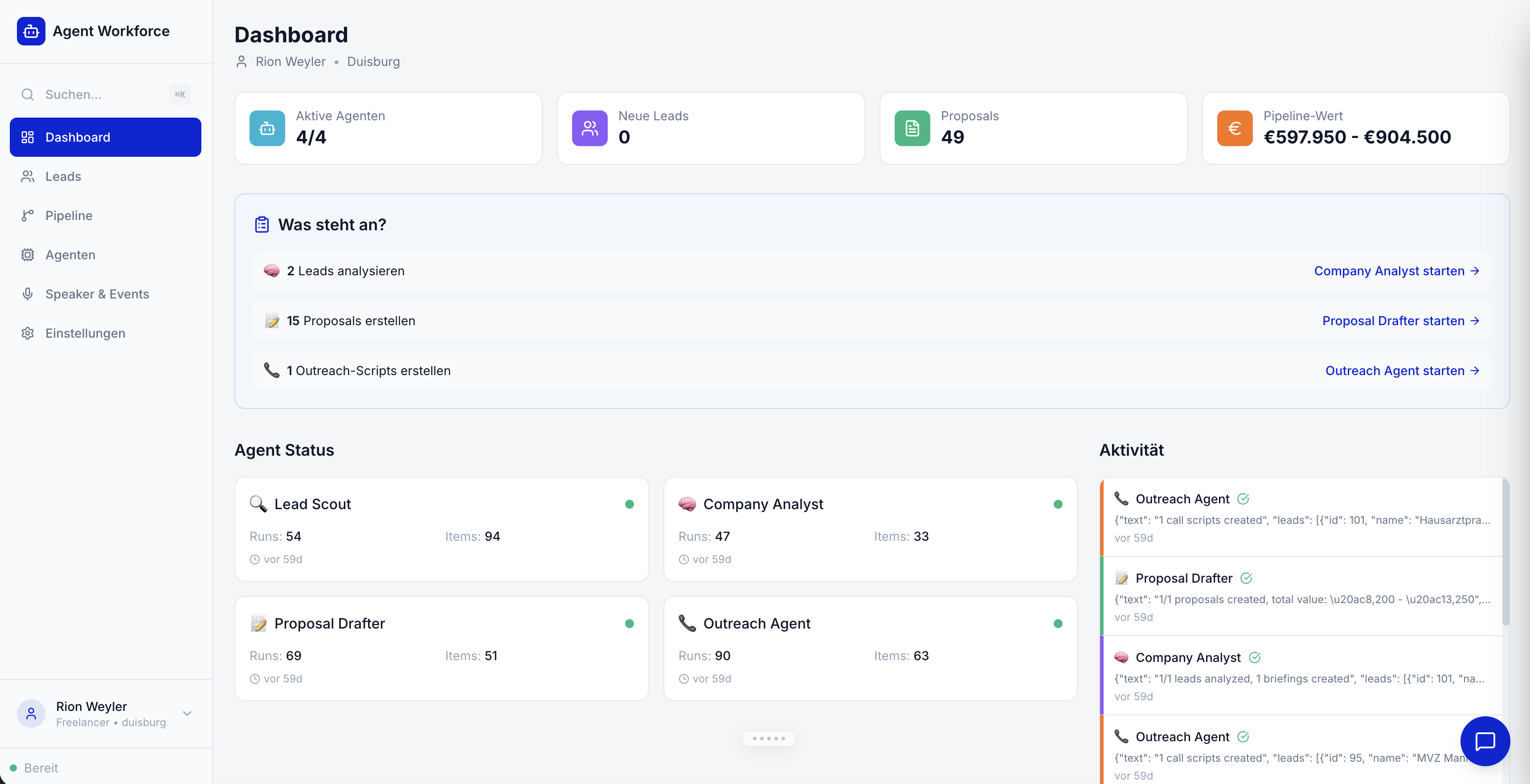 Agent Workforce Dashboard
